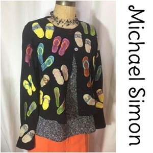 Michael Simon embroidered flip flop sweater